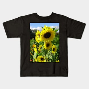 Sunflowers in a field Kids T-Shirt
